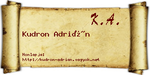 Kudron Adrián névjegykártya